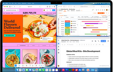 MacBook Air, na kterém je otevřených několik aplikací