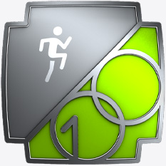 Medaglia Fitness Plus per il traguardo di 100 allenamenti, persona stilizzata che si arrampica sul numero 100