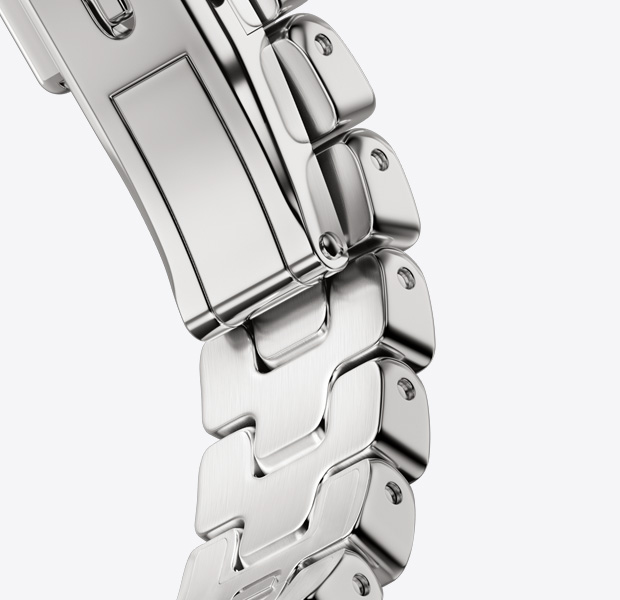 Bracelet Grand H Fin Apple Watch Hermès Series 11, satiné, boucle en métal à dégagement rapide