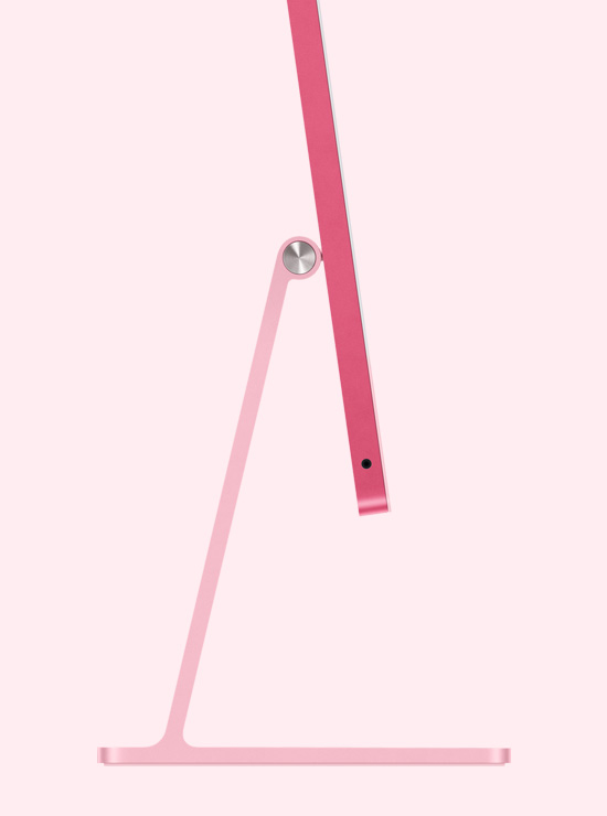 Side profile of a pink iMac